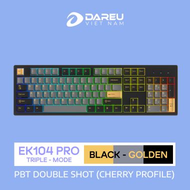 Bàn Phím Cơ Không Dây DAREU EK104 PRO - BLACK GOLDEN