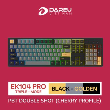 Bàn Phím Cơ Không Dây DAREU EK104 PRO - BLACK GOLDEN