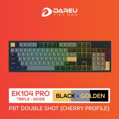 Bàn Phím Cơ Không Dây DAREU EK104 PRO - BLACK GOLDEN