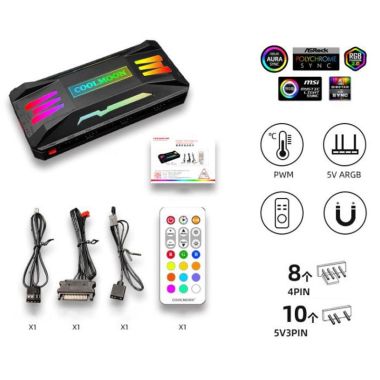 Bộ Hub và Remote Coolmoon PA-1 ARGB Hỗ trợ Aura Sync