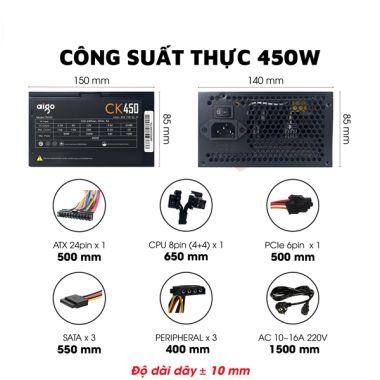 Nguồn Máy Tính AIGO CK450 450W Công Suất Thực