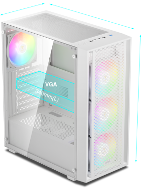 Vỏ Case Gamdias Aura GC2 Elite ARGB | ATX | Black / White