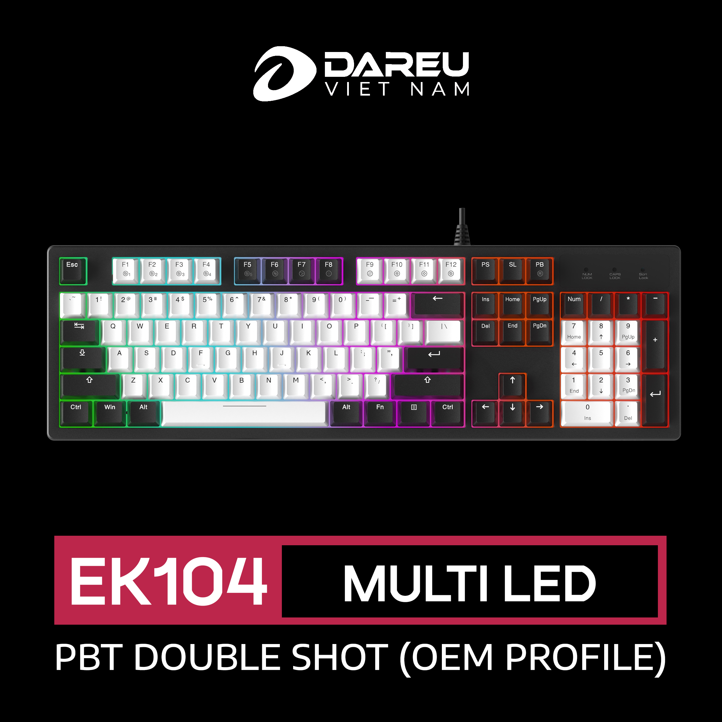 Bàn Phím Cơ DAREU EK104 WHITE x BLACK