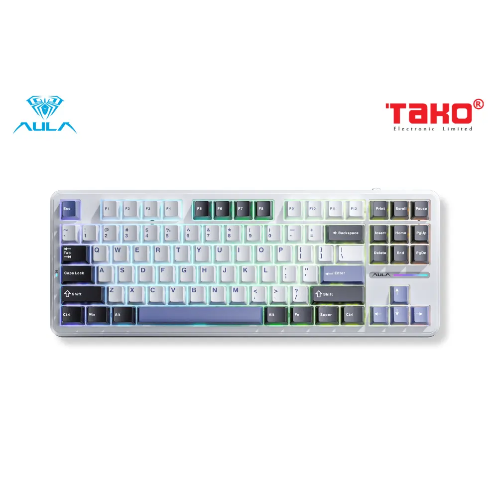 BÀN PHÍM CƠ GAMING AULA F87 3 MODE Grey Wood Switch