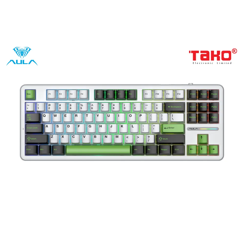 BÀN PHÍM CƠ GAMING AULA F87 3 MODE Grey Wood Switch