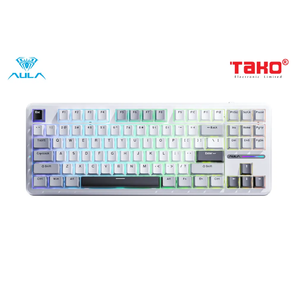 BÀN PHÍM CƠ GAMING AULA F87 3 MODE Grey Wood Switch