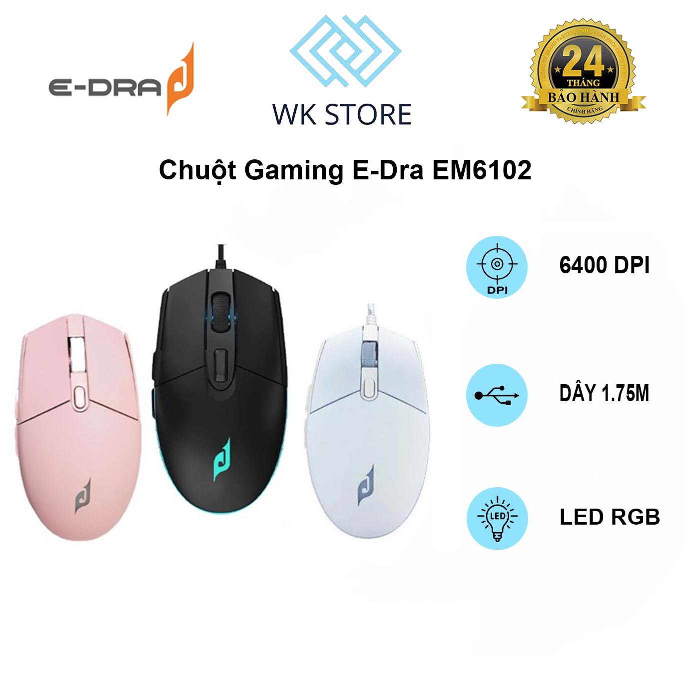 Chuột Gaming EDra EM6102 RGB Wired