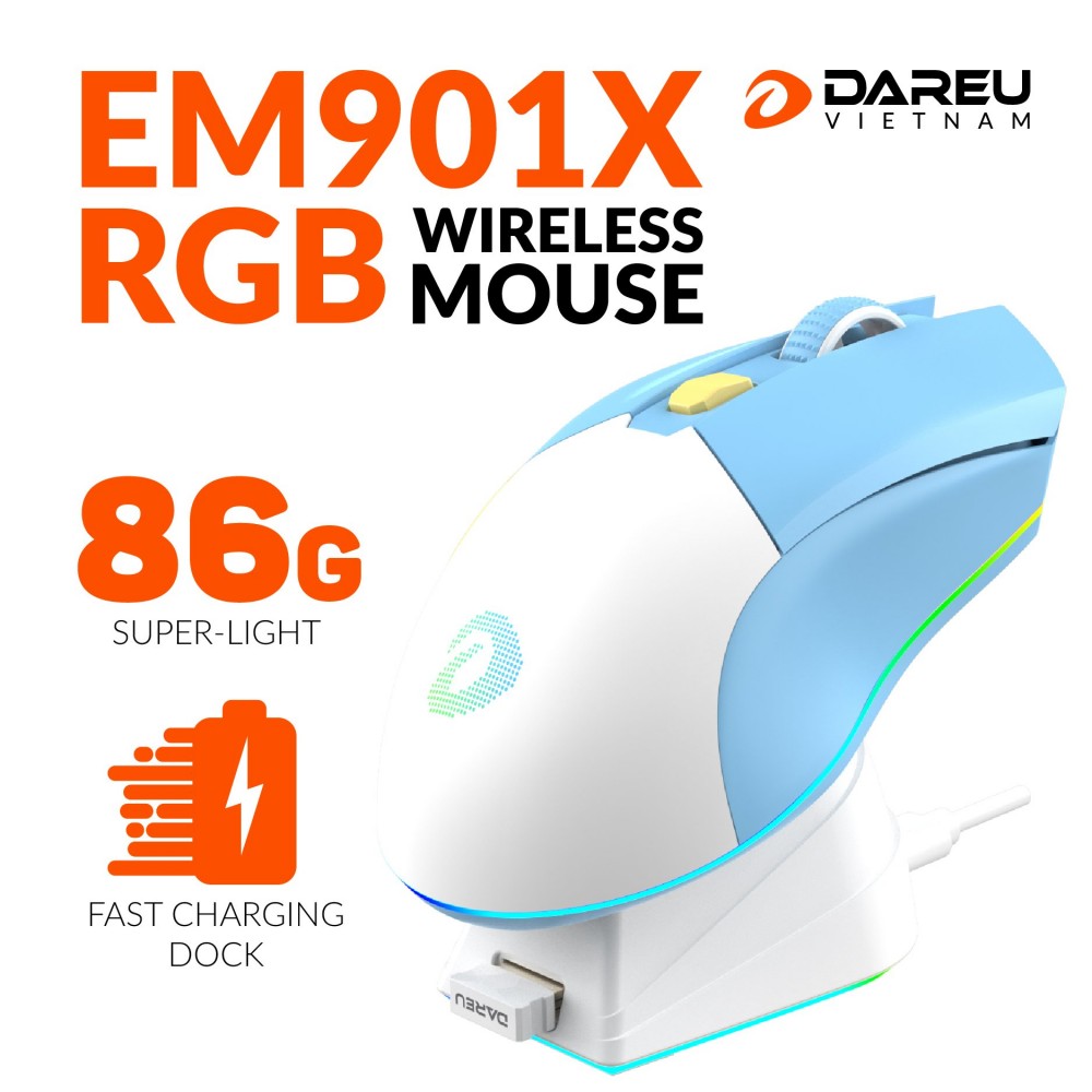 CHUỘT KHÔNG DÂY GAMING DAREU EM901X LED RGB