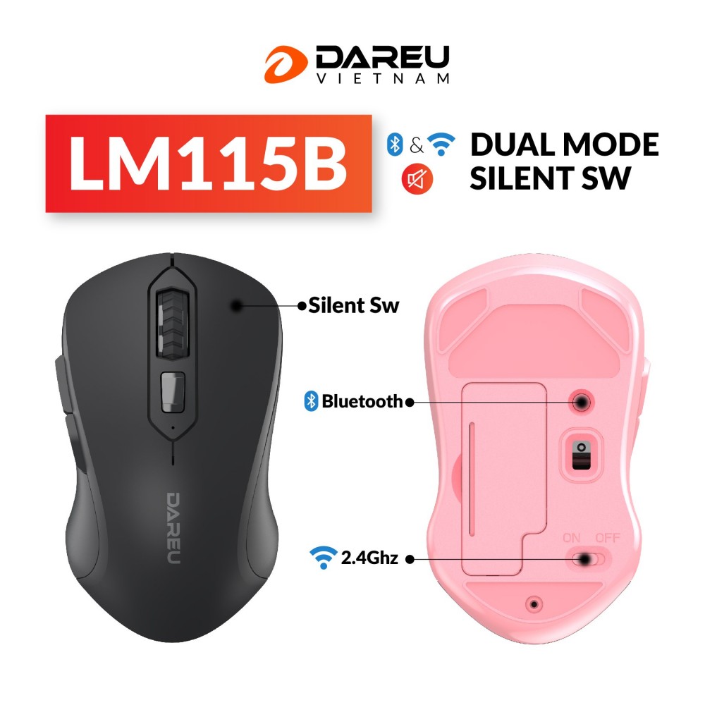 Chuột không dây Bluetooth 5.0 Dareu LM115B