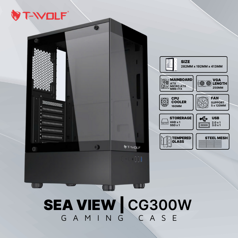 VỎ CASE GAMING T-WOLF SEA VIEW CG300 | ATX | No Fan
