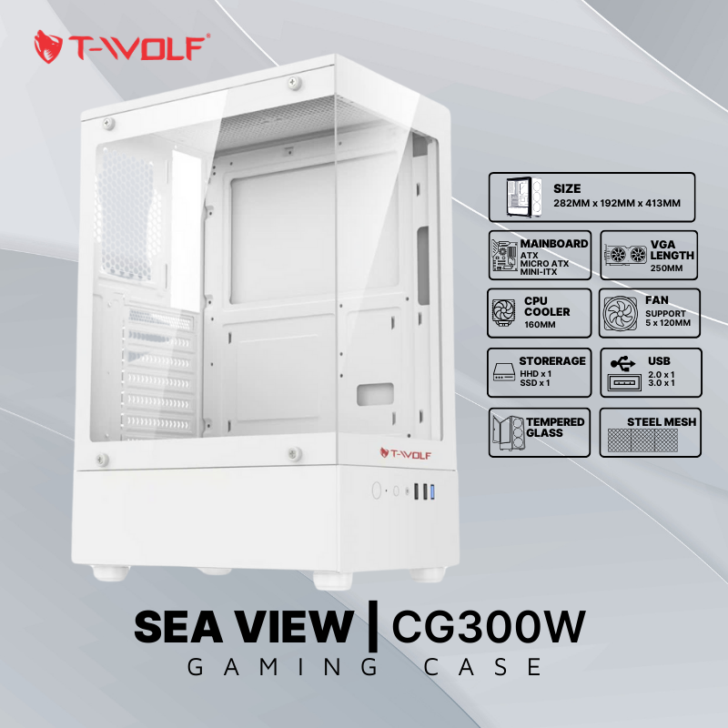 VỎ CASE GAMING T-WOLF SEA VIEW CG300 | ATX | No Fan