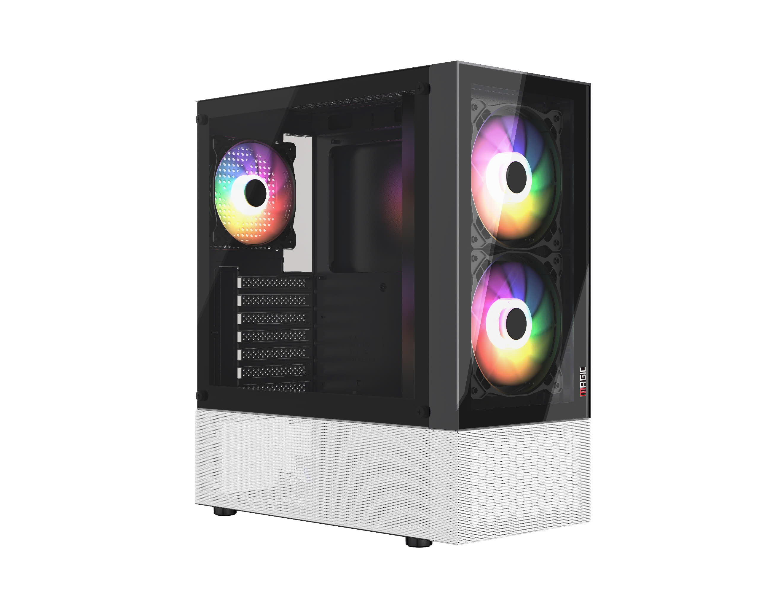 Vỏ Case Magic GM-04 Air Black - White Glass | Kèm 3 Fan
